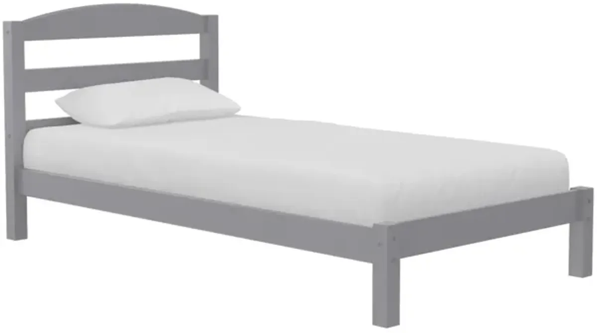 Buster Twin Bed with Wood Headboard, Gray