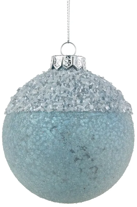 4" Silver and Blue Beaded Glass Christmas Ornament