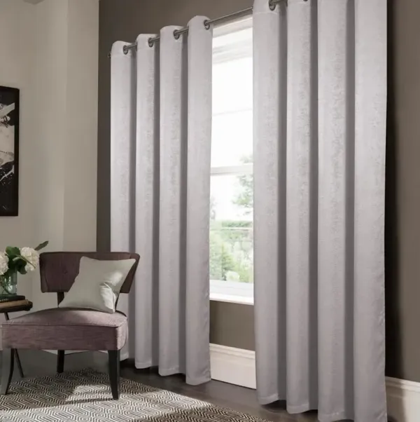 Oliva Gray Nora Embossed Blackout Grommet Panel - 52x90" Silver