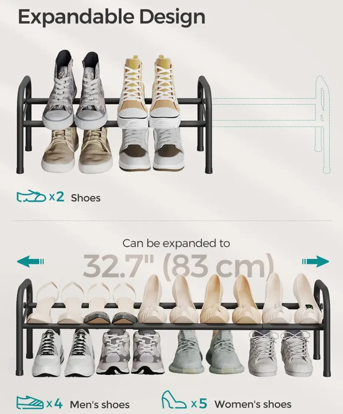 1-Tier Metal Shoe Rack Compact & Sturdy Storage Solution for Footwear