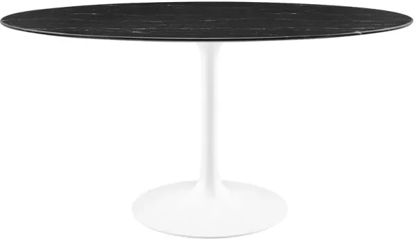 Modway - Lippa 60" Oval Artificial Marble Dining Table White Black