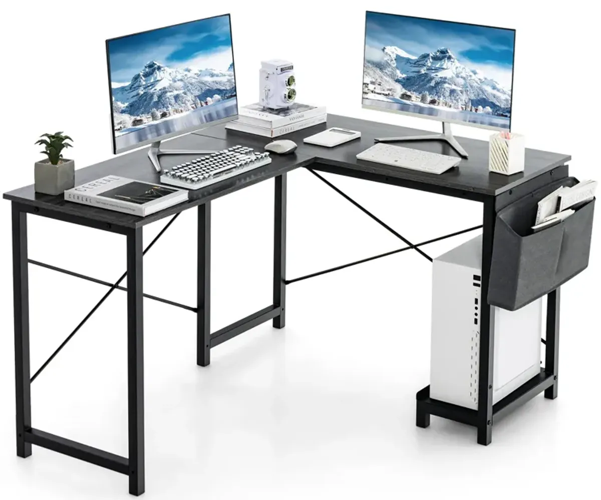 Modern Reversible Computer Desk with Storage Pocket and CPU Stand for Working Writing Gaming-Dark Gray