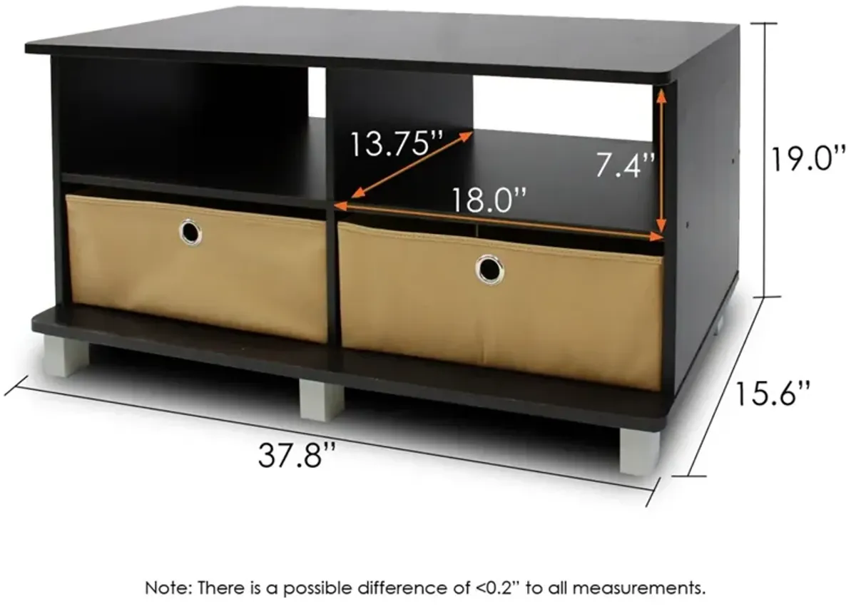 Entertainment Center w/2 Bin Drawers, Espresso/Brown