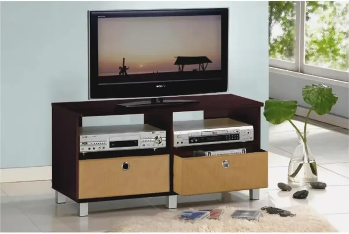 Entertainment Center w/2 Bin Drawers, Espresso/Brown