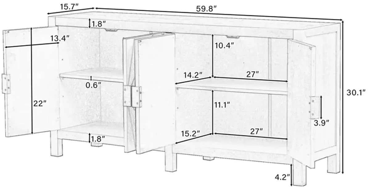 Merax Ash Veneer Storage Cabinet