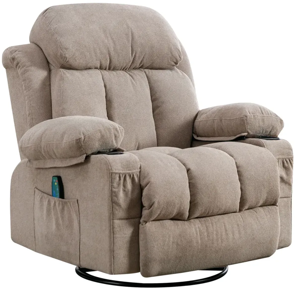 39.76 in. W Fabric Recliner with Rocking, Remote Control, Tufted and Storage