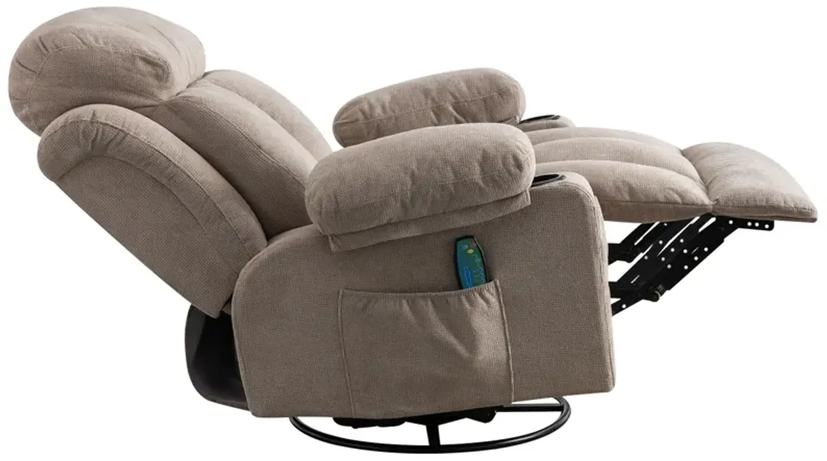 39.76 in. W Fabric Recliner with Rocking, Remote Control, Tufted and Storage