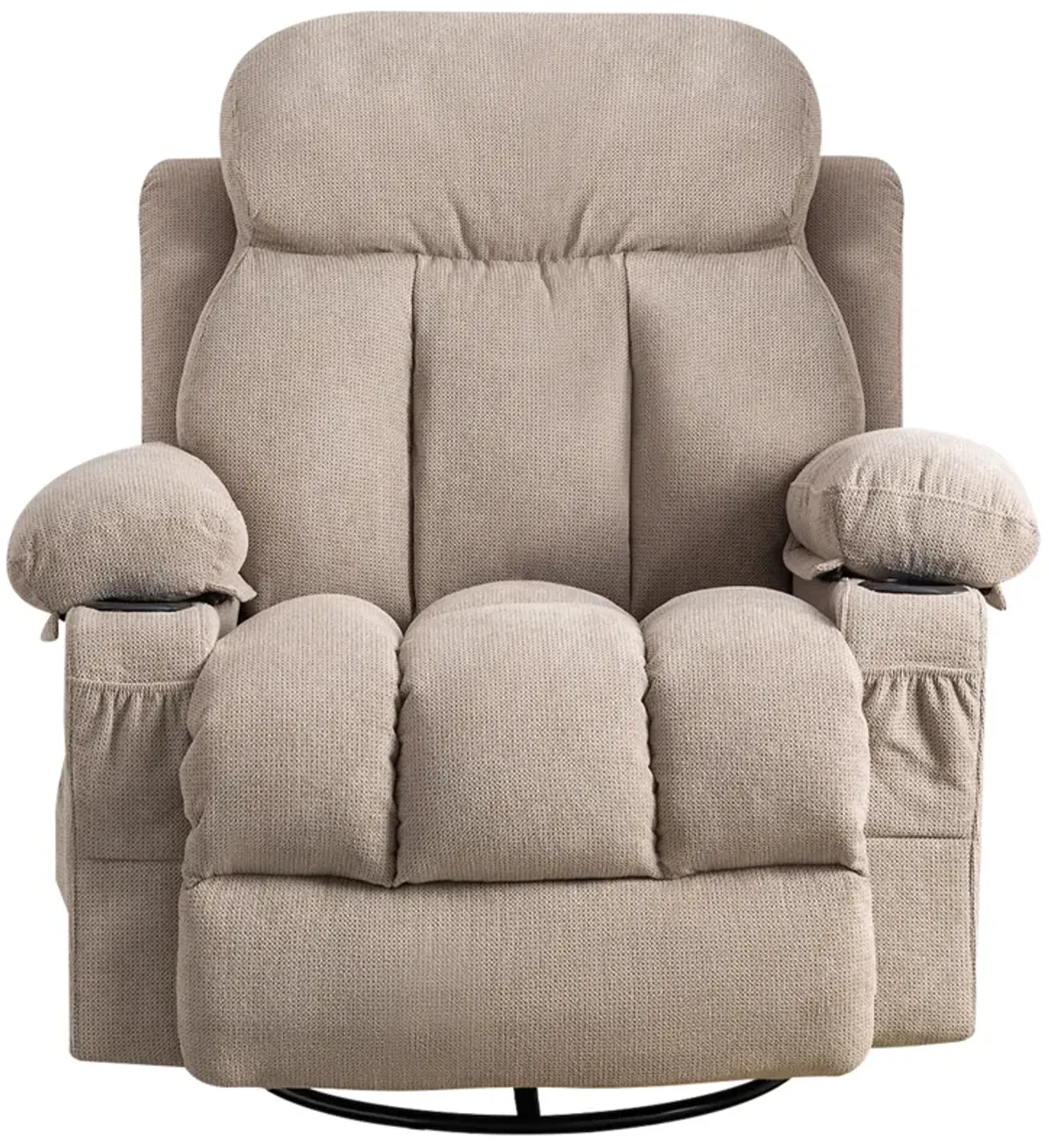 39.76 in. W Fabric Recliner with Rocking, Remote Control, Tufted and Storage