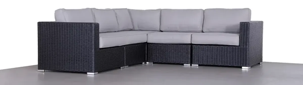 Living Source International Fully Assembled 94" Wide Outdoor Wicker Patio Sectional with Cushions New (Black)