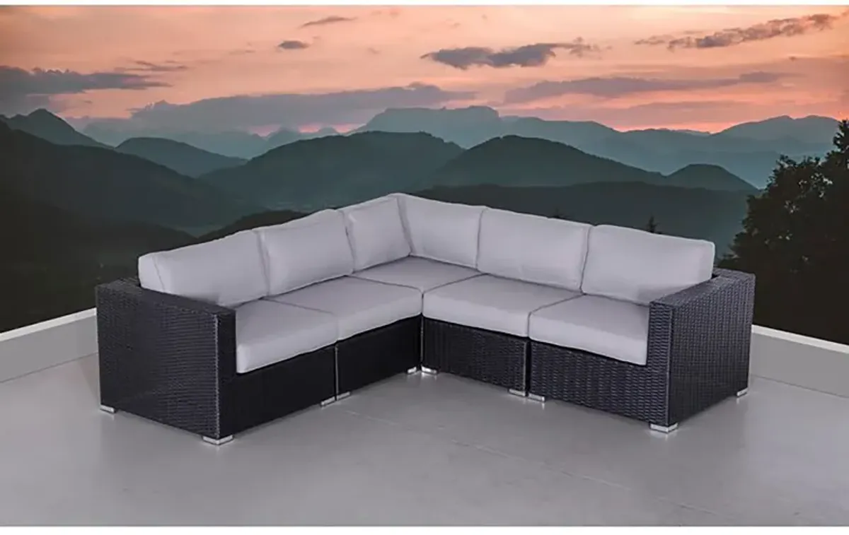 Living Source International Fully Assembled 94" Wide Outdoor Wicker Patio Sectional with Cushions New (Black)