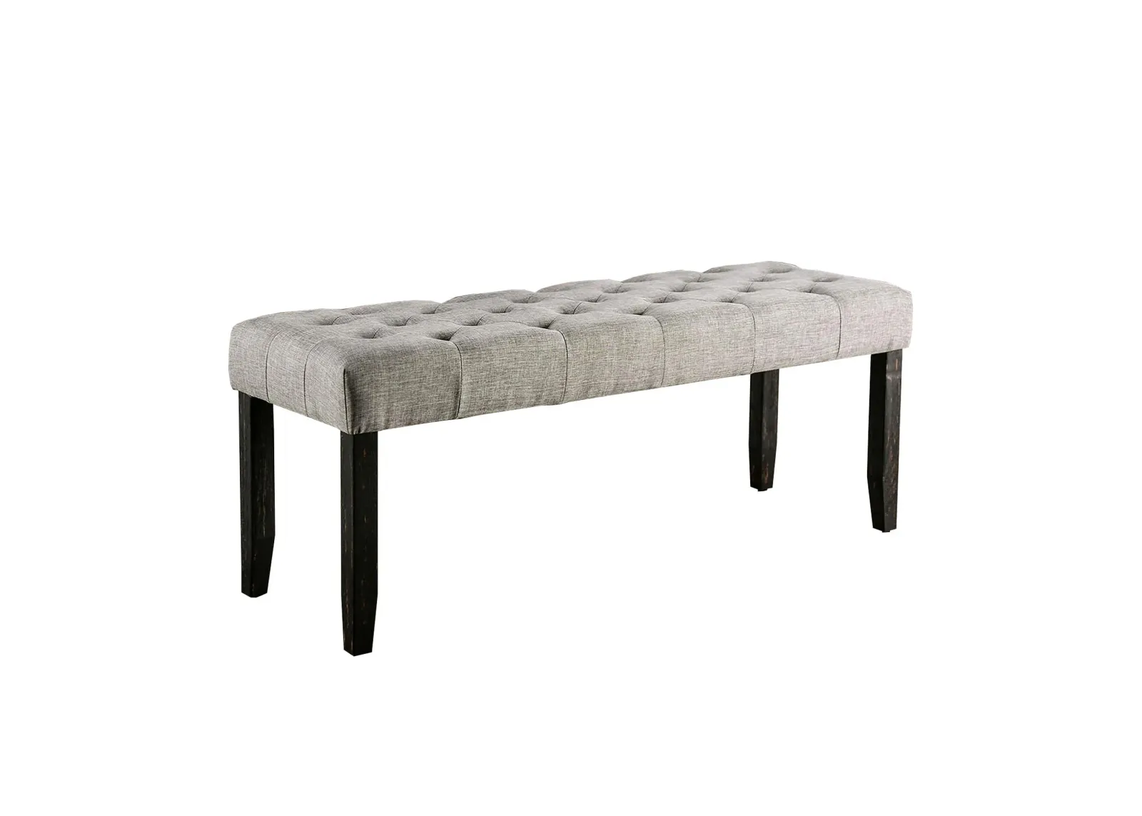 48 Inches Bench with Tufted Seat and Chamfered Legs, Light Gray - Benzara