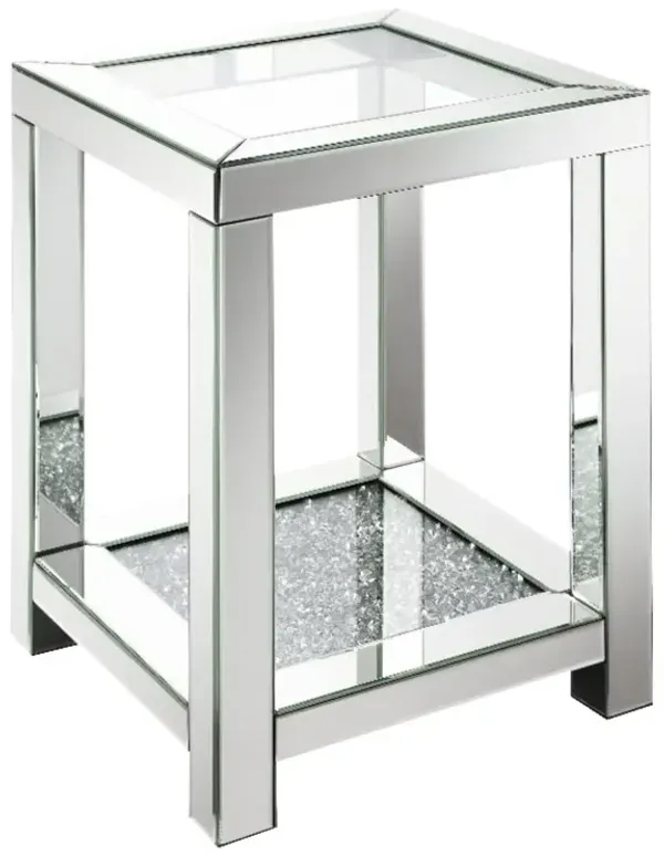 Coaster Home Furnishings Mozzi Square End Table with Glass Top Mirror