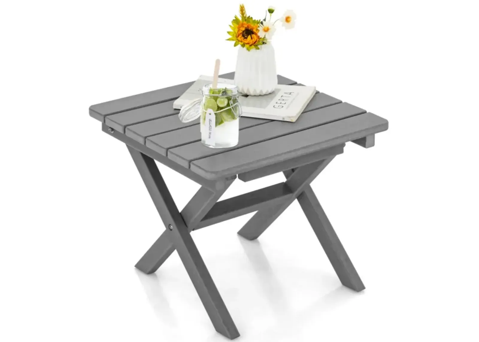 Hivvago Outdoor Folding Side Table Foldable Weather-Resistant HDPE Adirondack Table