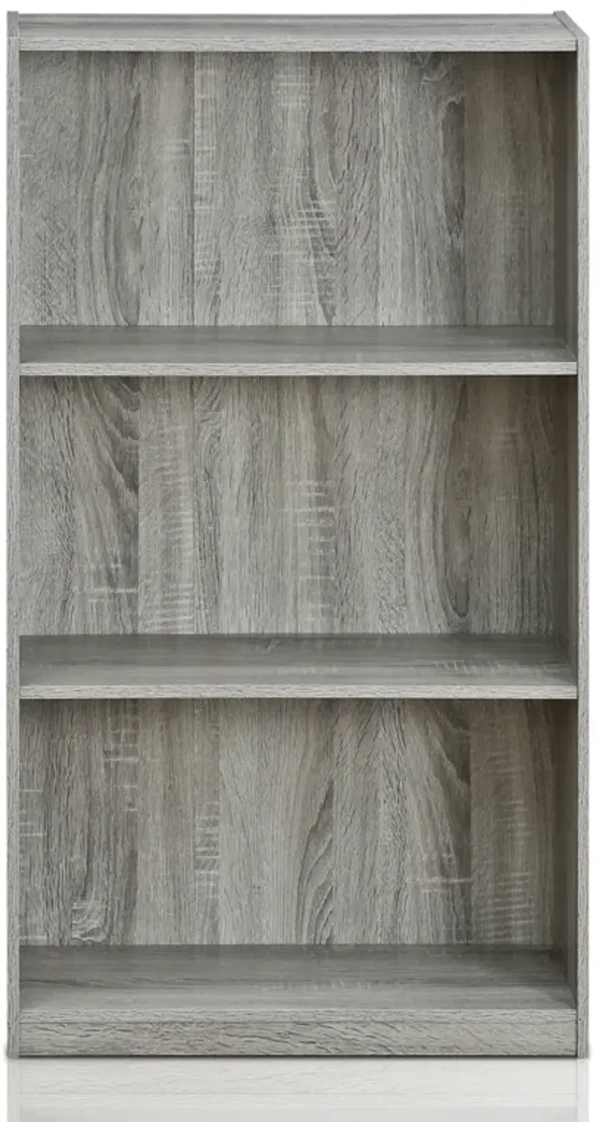 Furinno Basic 3-Tier Bookcase Storage Shelves, French Oak Grey