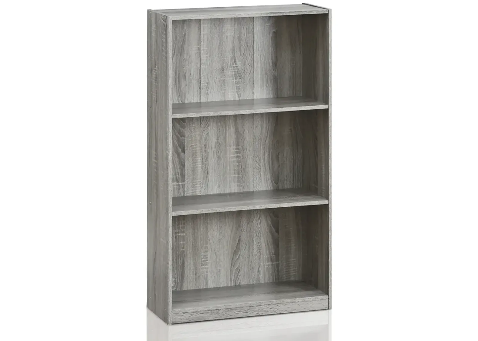 Furinno Basic 3-Tier Bookcase Storage Shelves, French Oak Grey