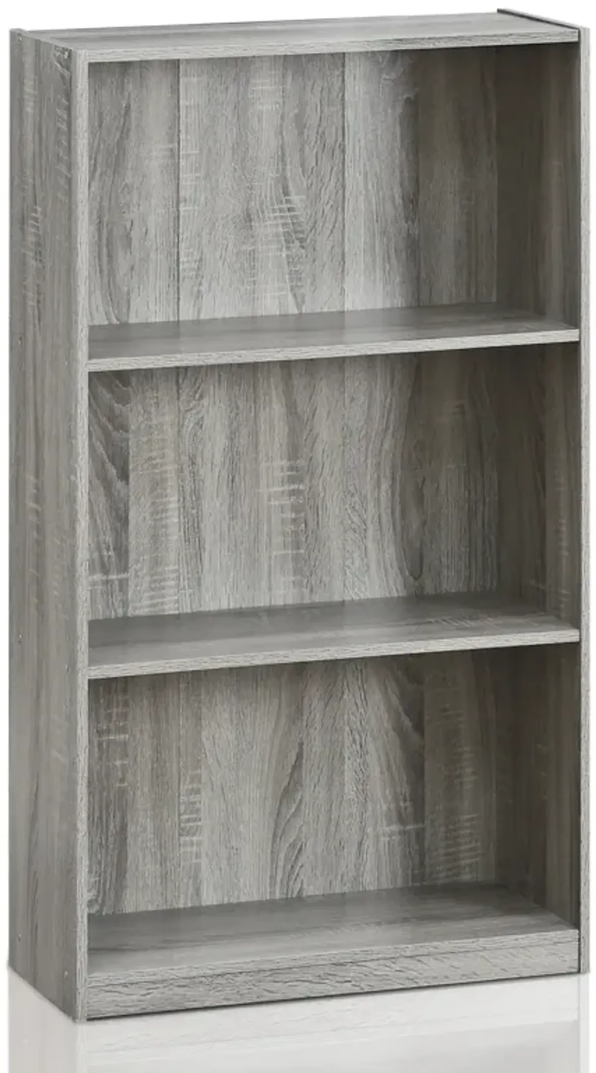 Furinno Basic 3-Tier Bookcase Storage Shelves, French Oak Grey