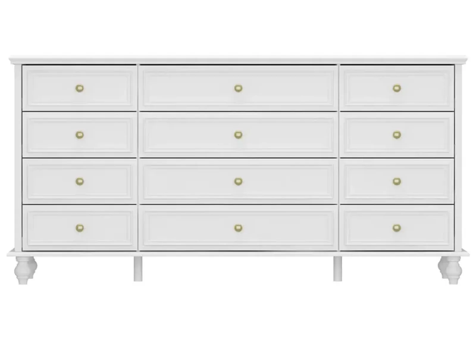 White Wooden 12-Drawer Chest of Drawers 63 in. W x 31.5 in. H x 15.7 in. D Dresser, Modern European Style