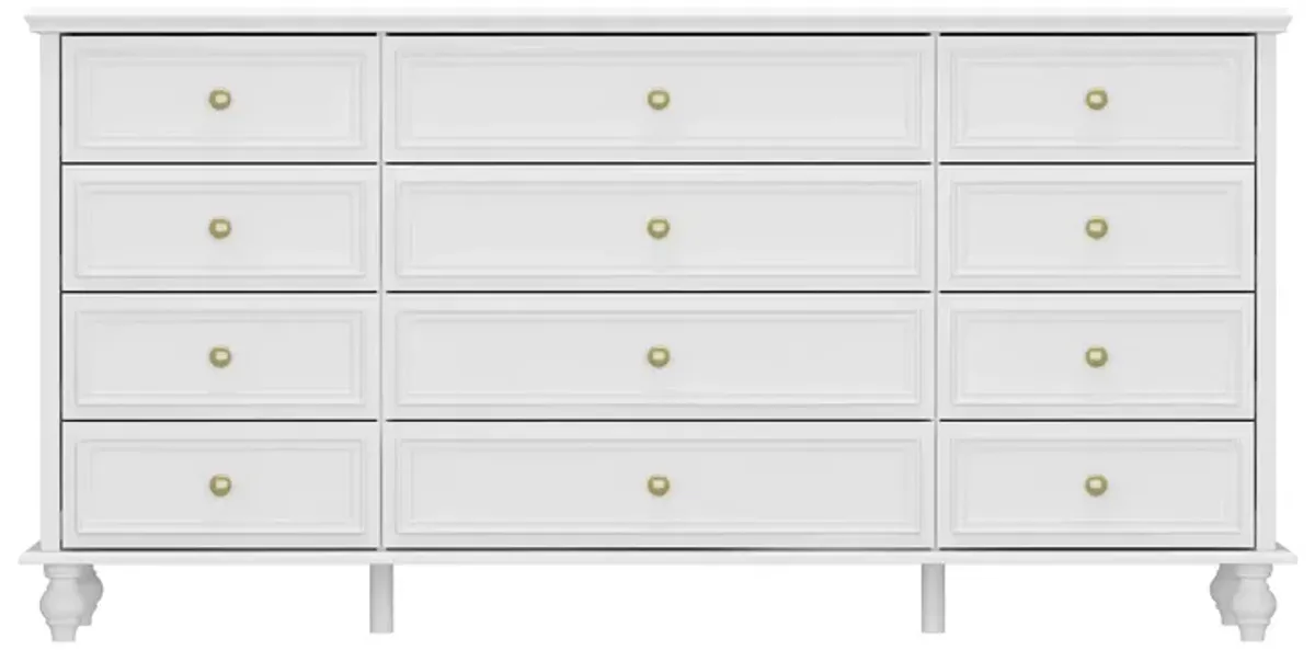 White Wooden 12-Drawer Chest of Drawers 63 in. W x 31.5 in. H x 15.7 in. D Dresser, Modern European Style