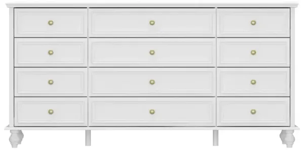 White Wooden 12-Drawer Chest of Drawers 63 in. W x 31.5 in. H x 15.7 in. D Dresser, Modern European Style