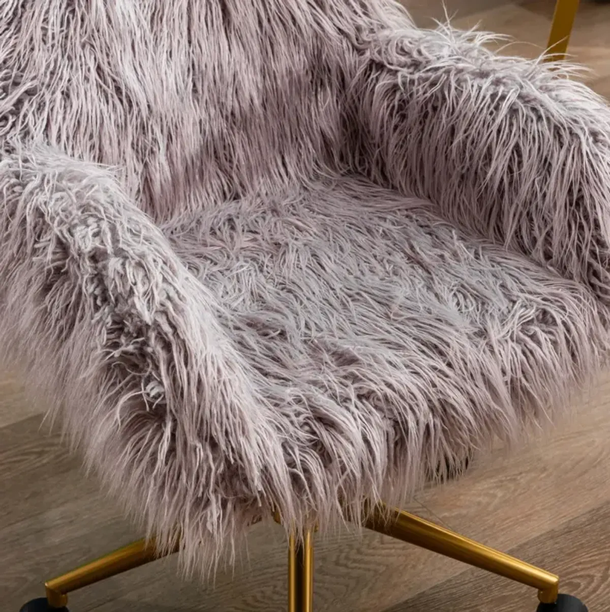 Faux Fur Chair with Gold Plated Base