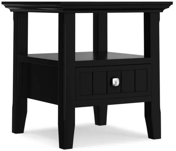 Acadian 19 inch Wide Solid Wood Transitional End Table with Drawer in Black