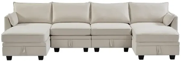 Modern Large U-SHAPED Modular Sectional Sofa, Convertible Sofa Bed with Reversible Chaise for Living Room, Storage Seat