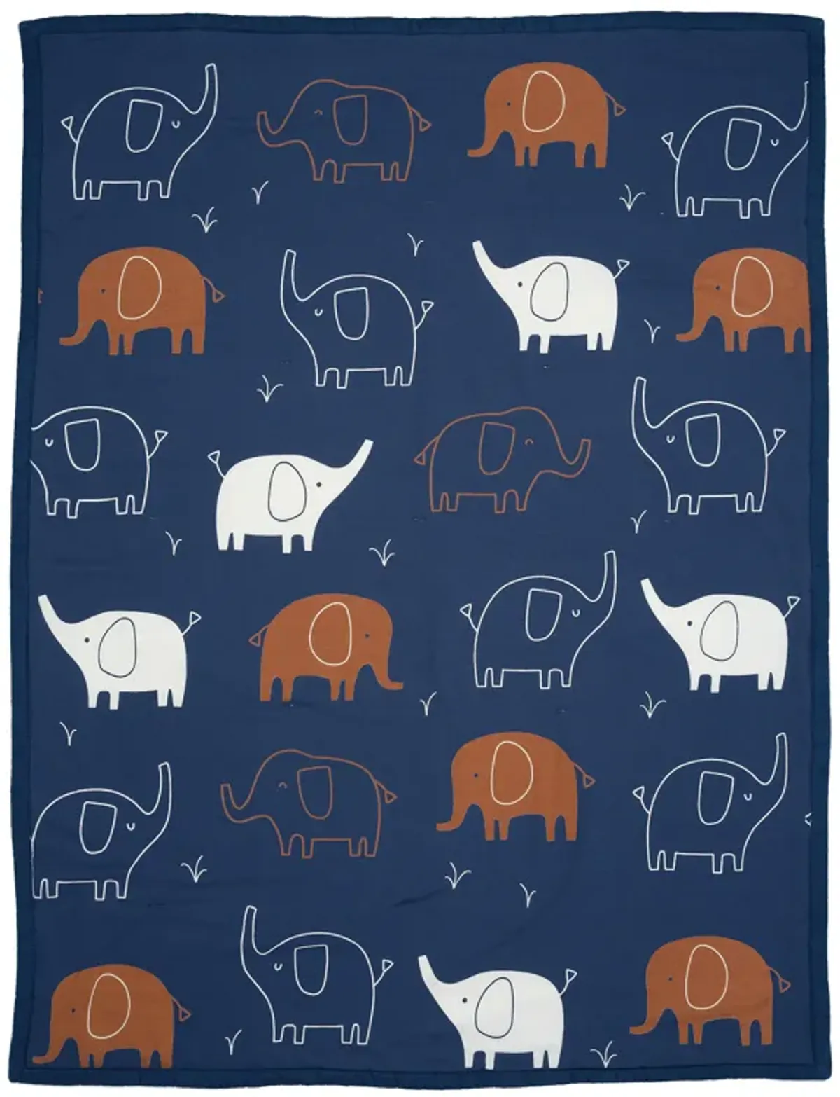 Lambs & Ivy Playful Elephant Blue/White Cotton 3-Piece Baby Crib Bedding Set