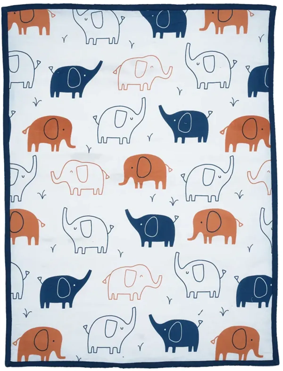 Lambs & Ivy Playful Elephant Blue/White Cotton 3-Piece Baby Crib Bedding Set