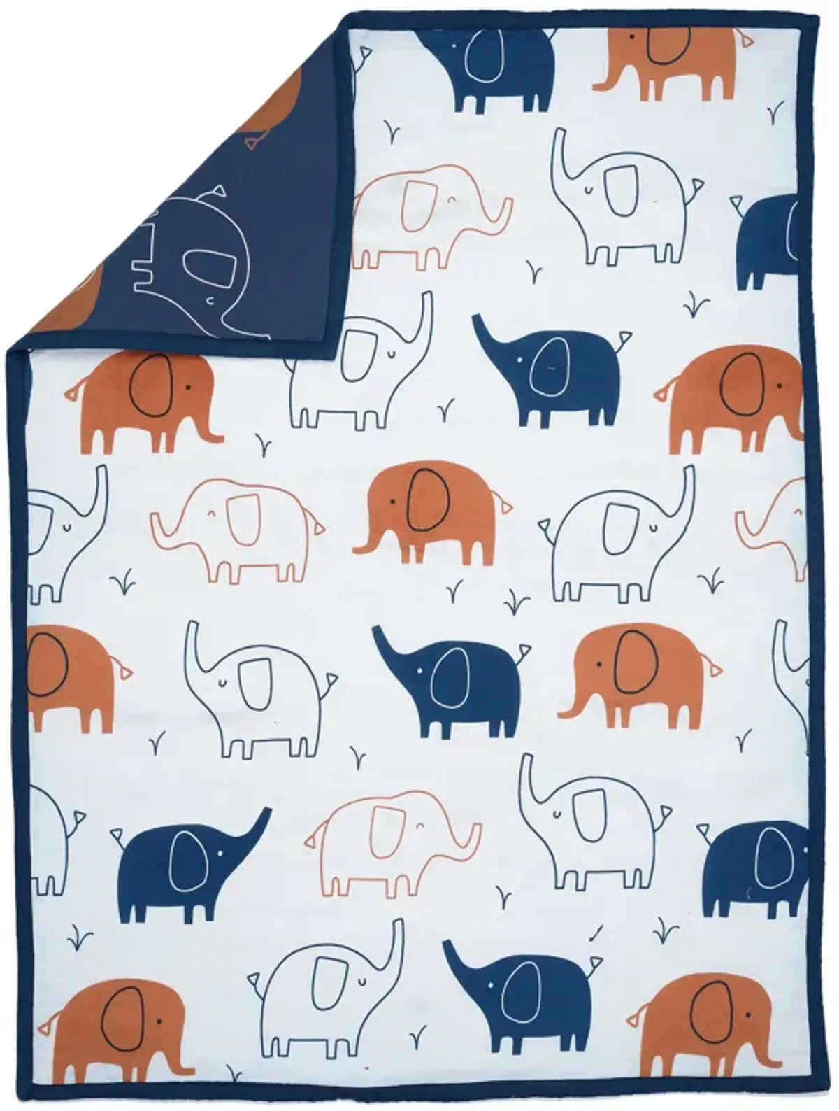 Lambs & Ivy Playful Elephant Blue/White Cotton 3-Piece Baby Crib Bedding Set