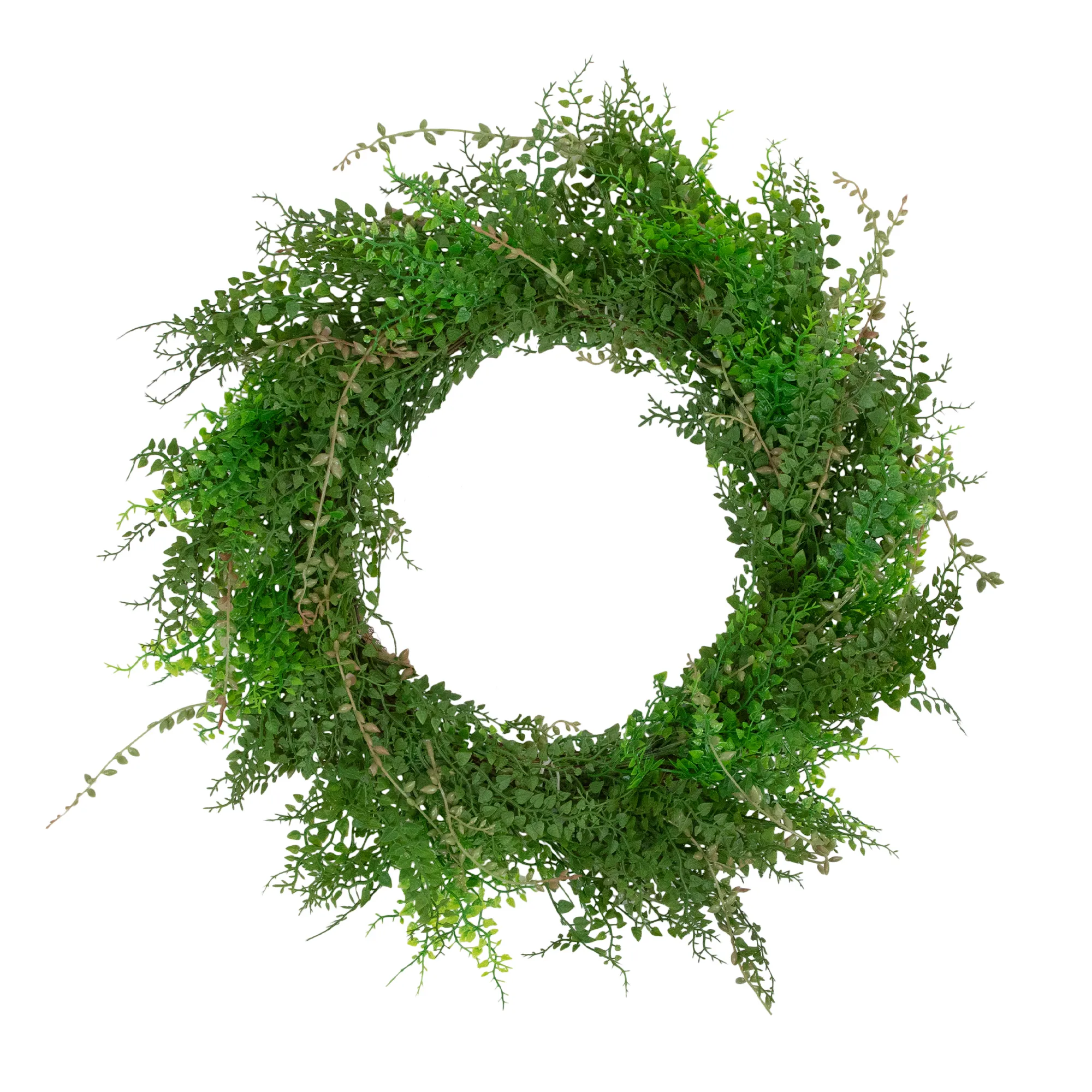 Mixed Boxwood and Berry Artificial Wreath  24-Inch  Unlit