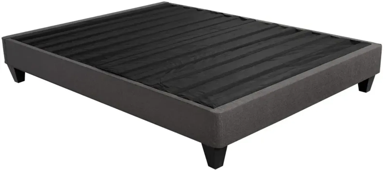 Tamy 13 Inch Twin Size Platform Bed Frame, Wood Base, Dark Gray Linen - Benzara