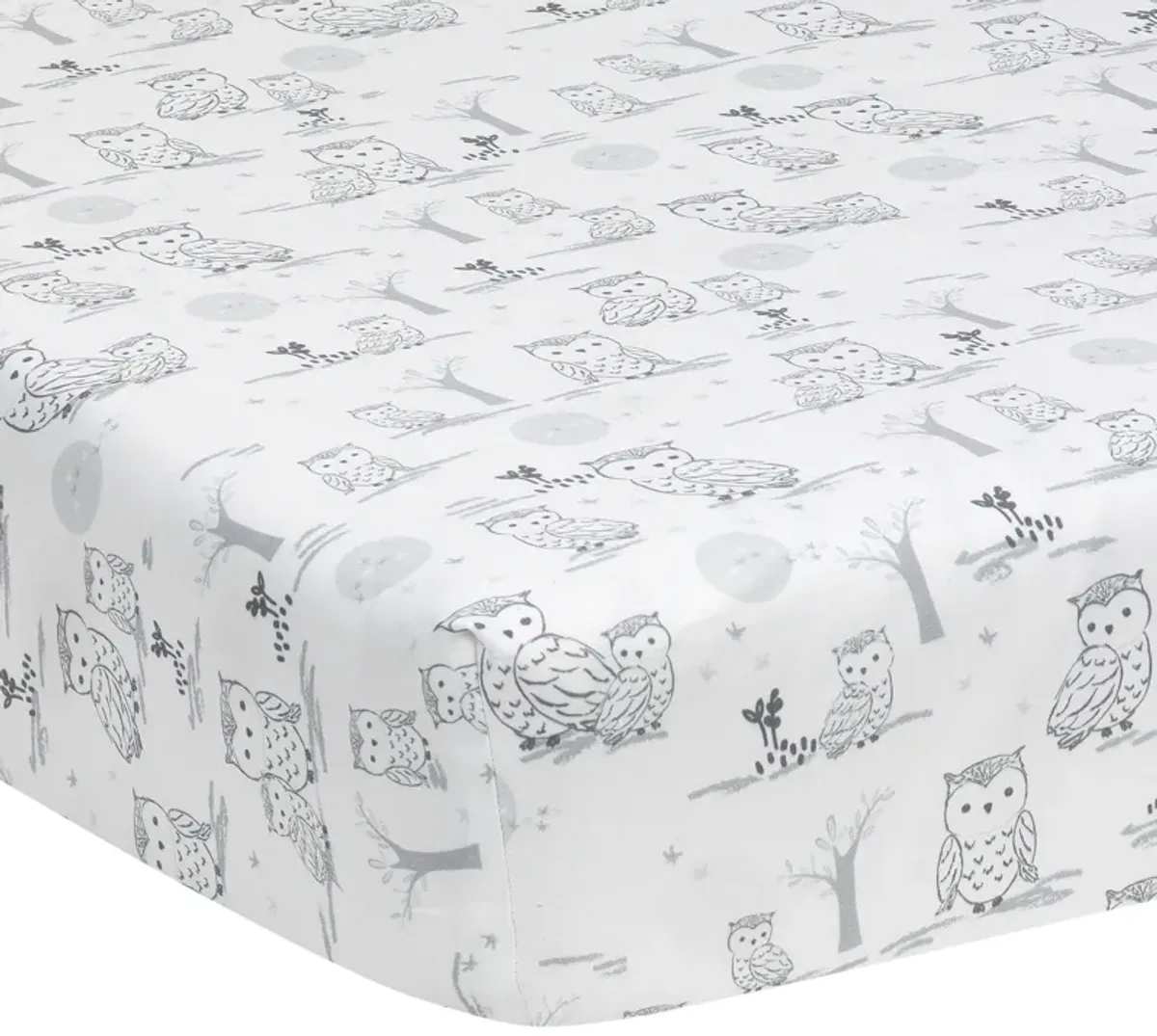 Lambs & Ivy Luna White/Gray Celestial Owl 4-Piece Nursery Baby Crib Bedding Set