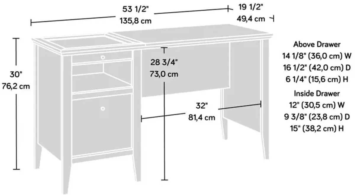 Sauder Larkin Ledge Single Ped Desk