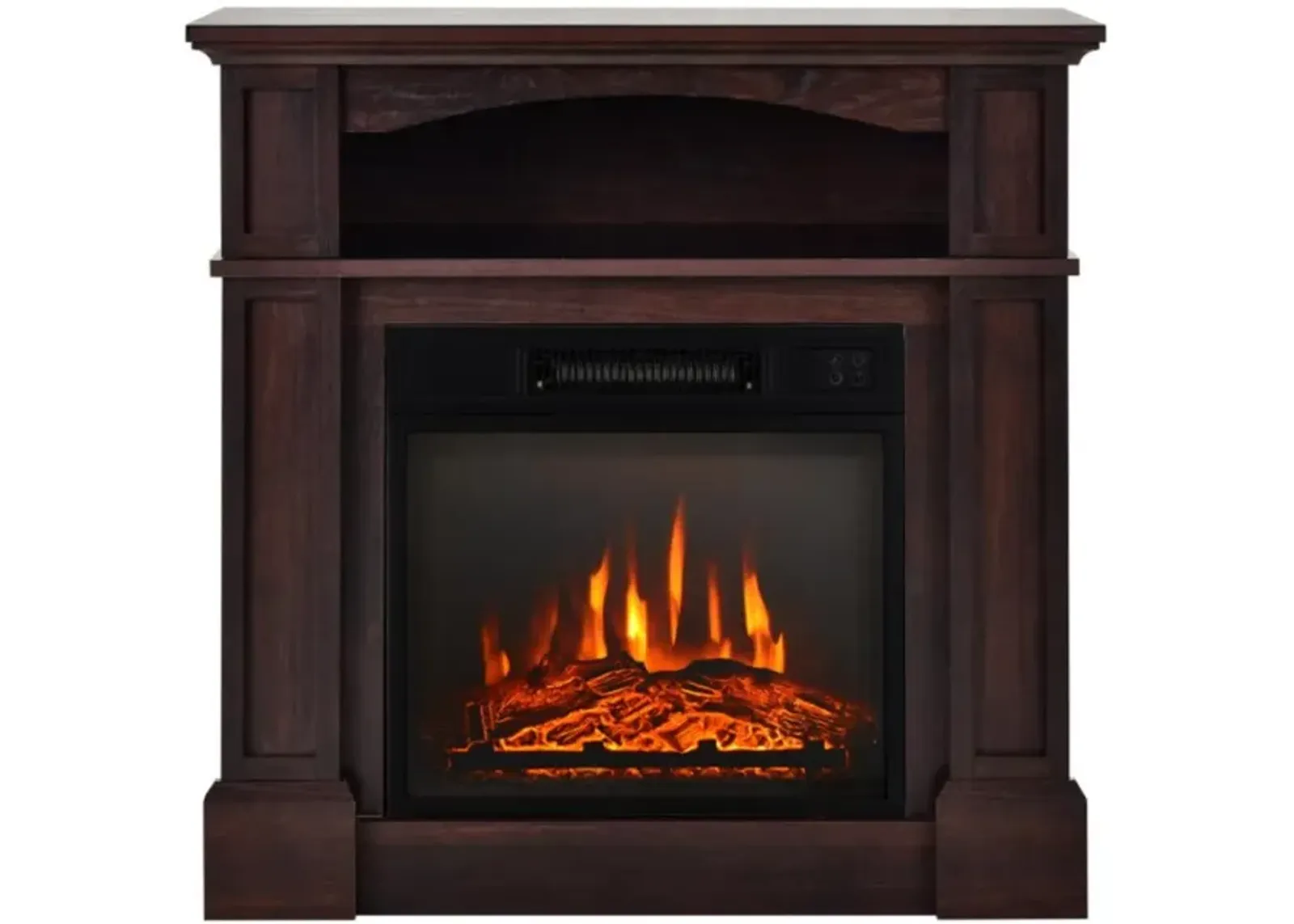 Hivvago 18 Inch 1400W Electric TV Stand Fireplace with Shelf