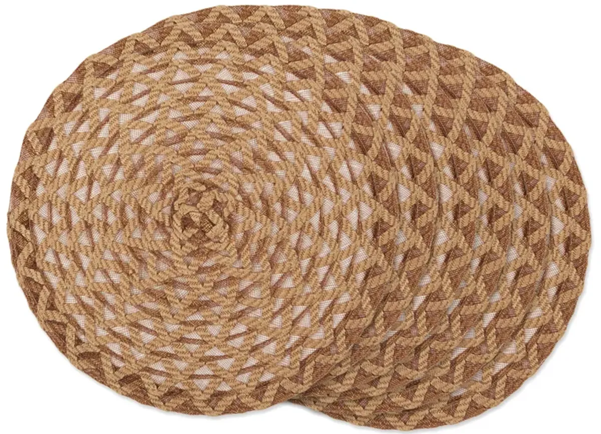 Set of 6 Brown Woven Round Decorative Placemats  15"