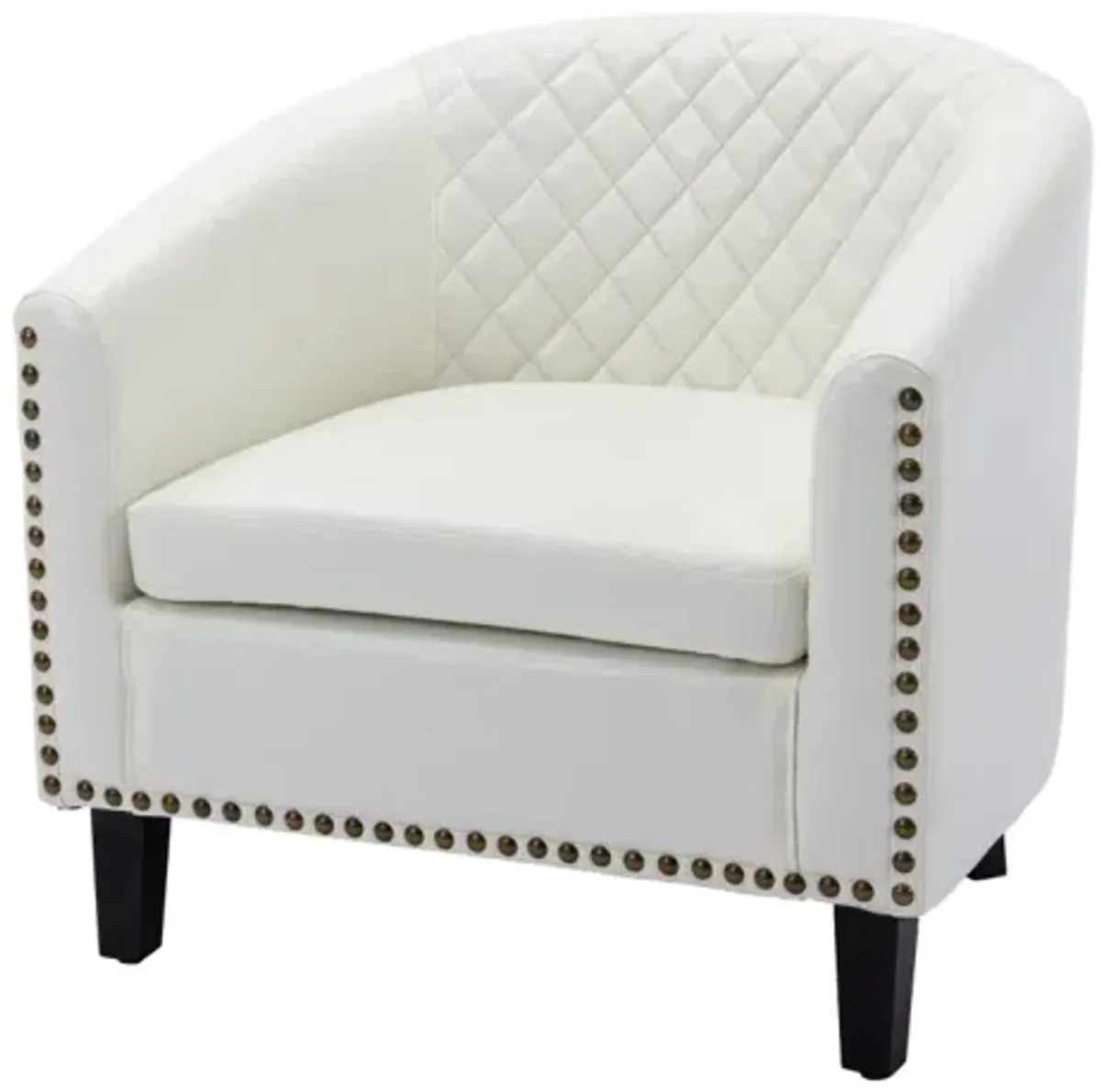 Accent Barrel Chair Living Room Chair With Nailheads And Solid Wood Legs Light Coffee