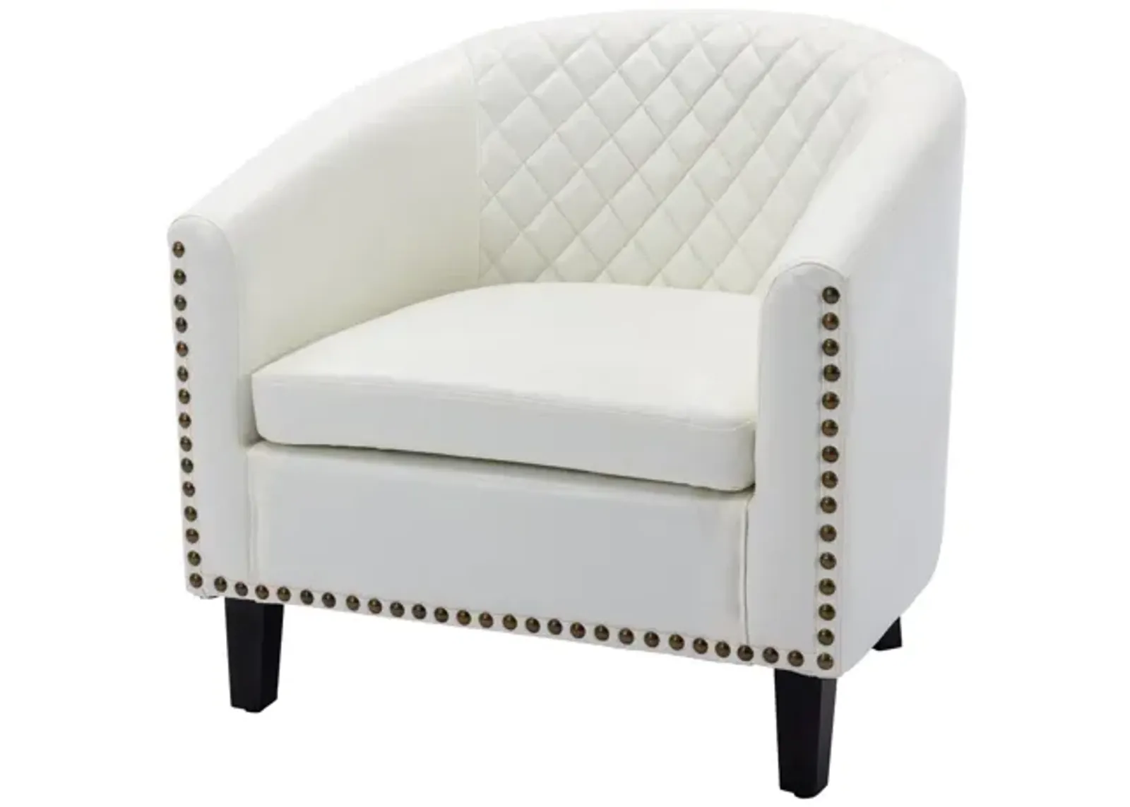 Accent Barrel Chair Living Room Chair With Nailheads And Solid Wood Legs Light Coffee