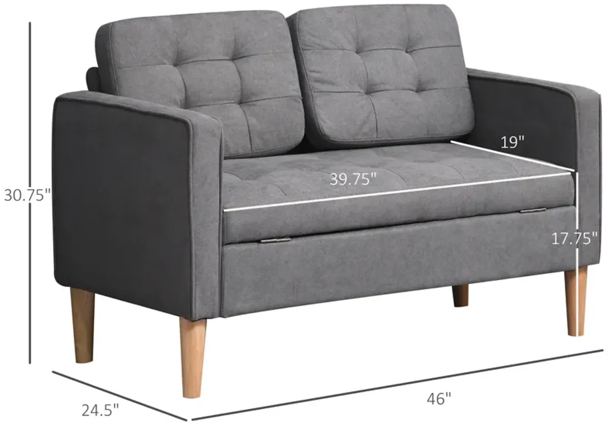 Cotton Cloth Double Sofa Seater with Under-Seat Storage and Soft Cushioned Seats