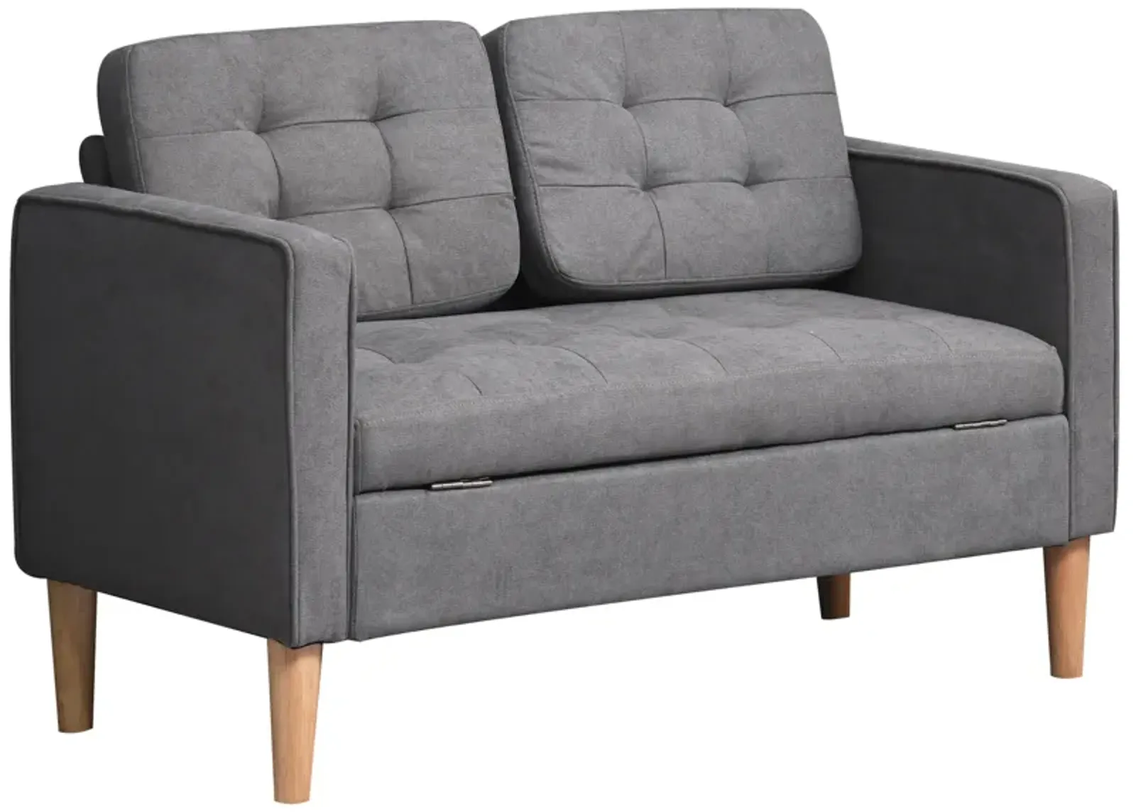 Cotton Cloth Double Sofa Seater with Under-Seat Storage and Soft Cushioned Seats