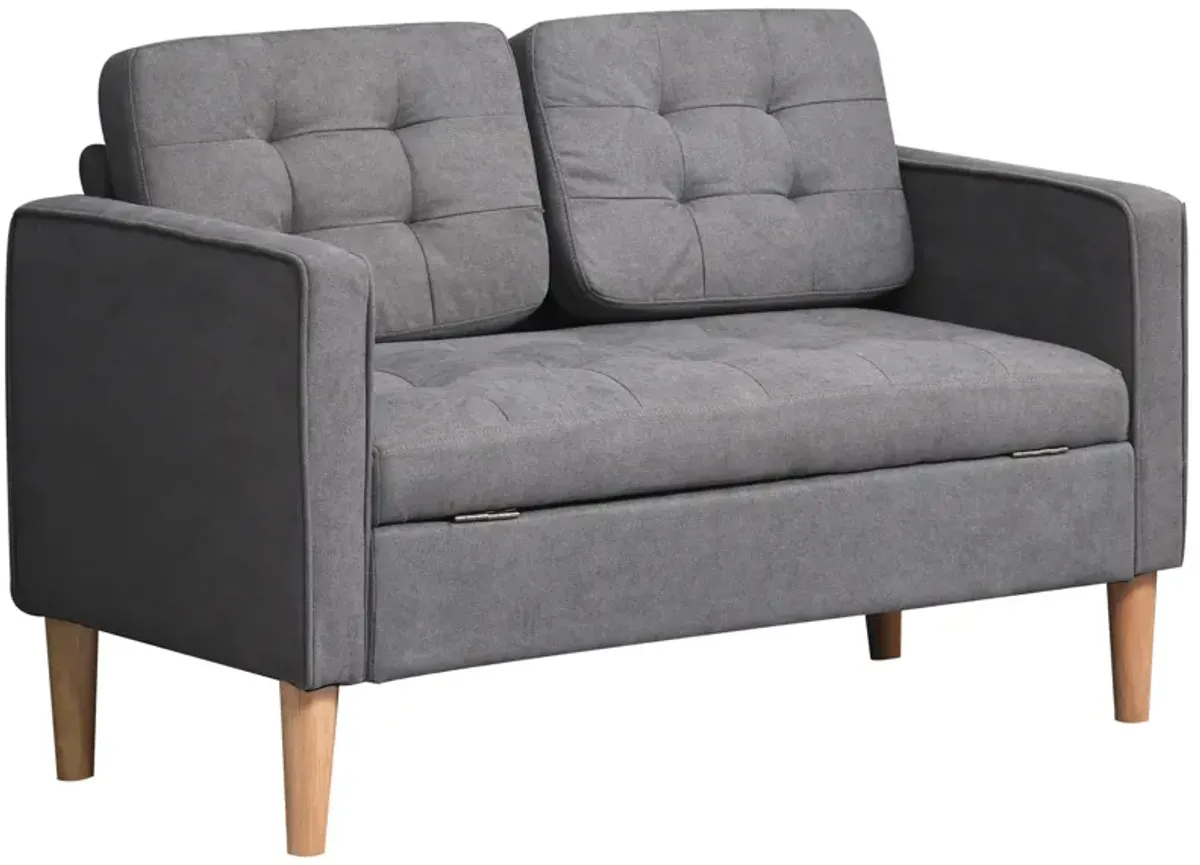 Cotton Cloth Double Sofa Seater with Under-Seat Storage and Soft Cushioned Seats