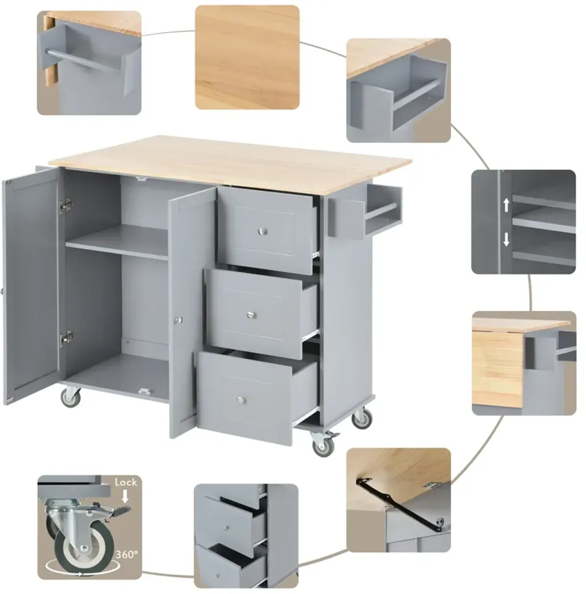 Merax Rolling Mobile Kitchen Island