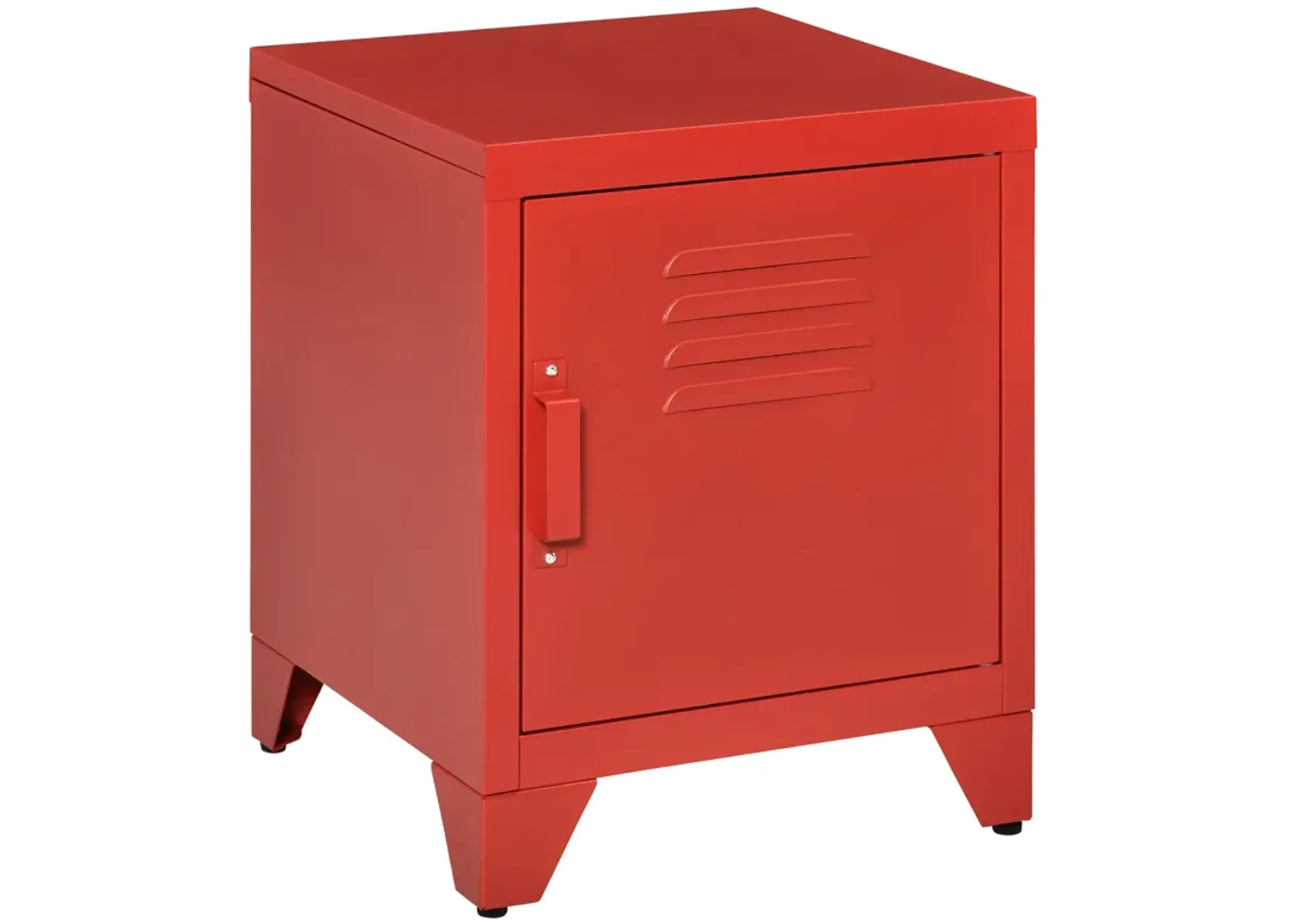 HOMCOM Industrial End Table, Living Room Side Table with Locker-Style Door and Adjustable Shelf, Red