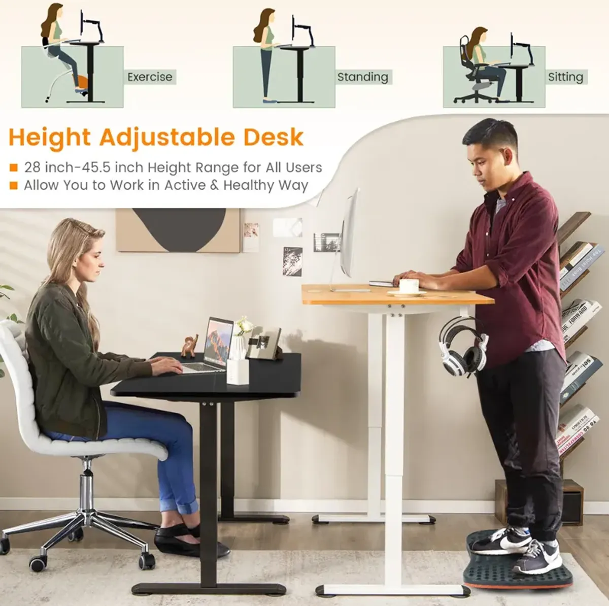 Electric Standing Desk Adjustable Stand up Computer Desk Anti-collision