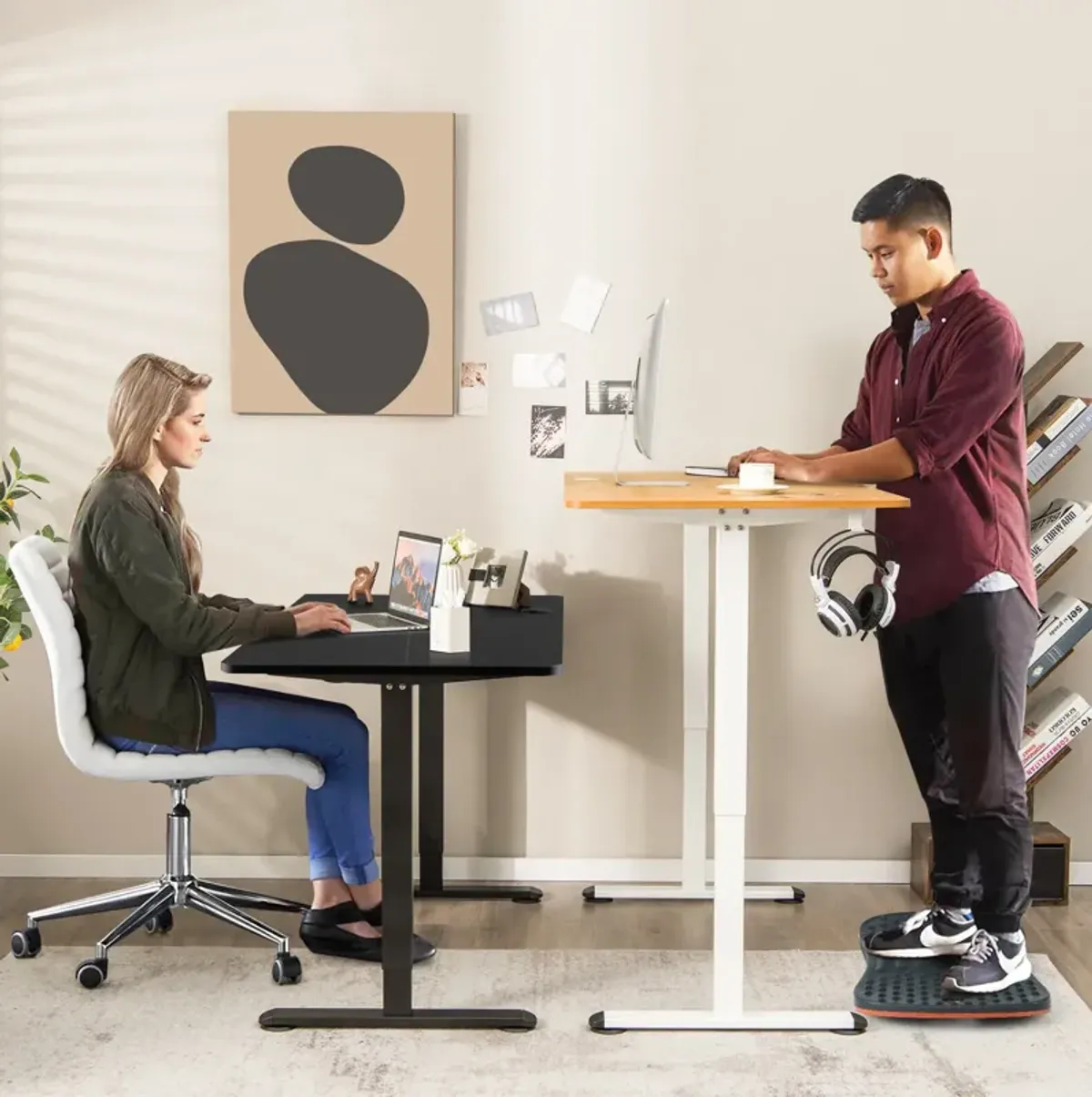 Electric Standing Desk Adjustable Stand up Computer Desk Anti-collision