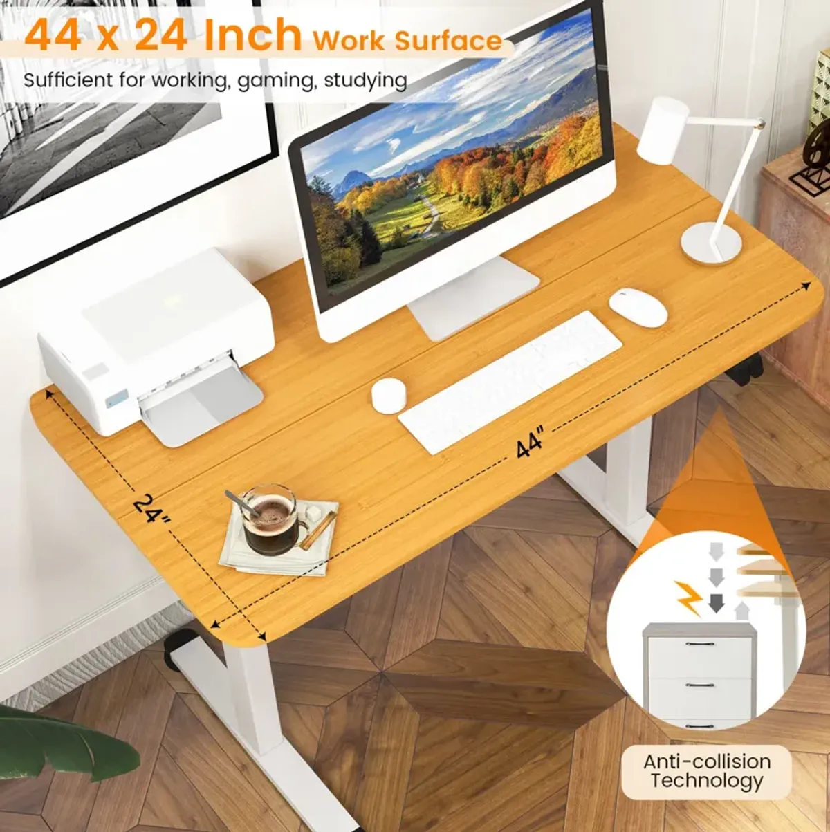 Electric Standing Desk Adjustable Stand up Computer Desk Anti-collision