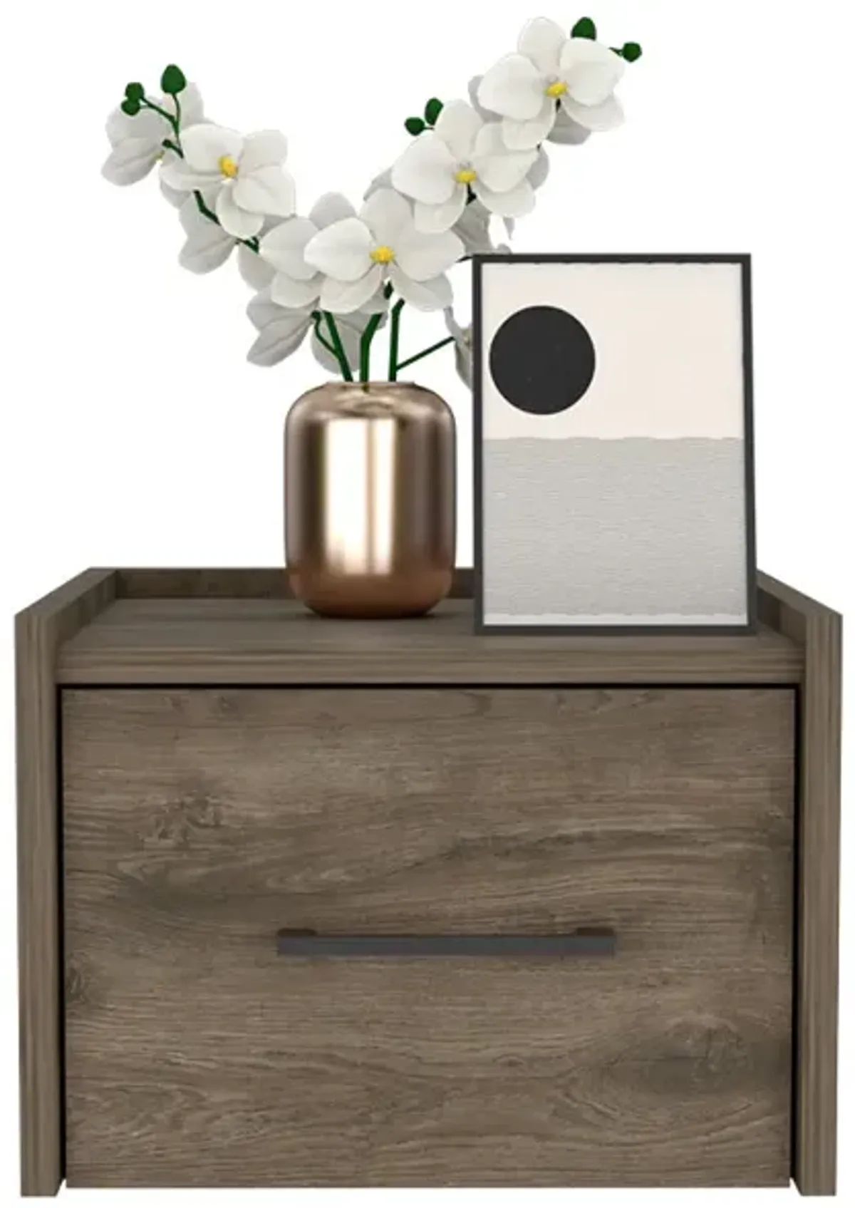 Floating Nightstand Calion, Bedroom, Dark Brown