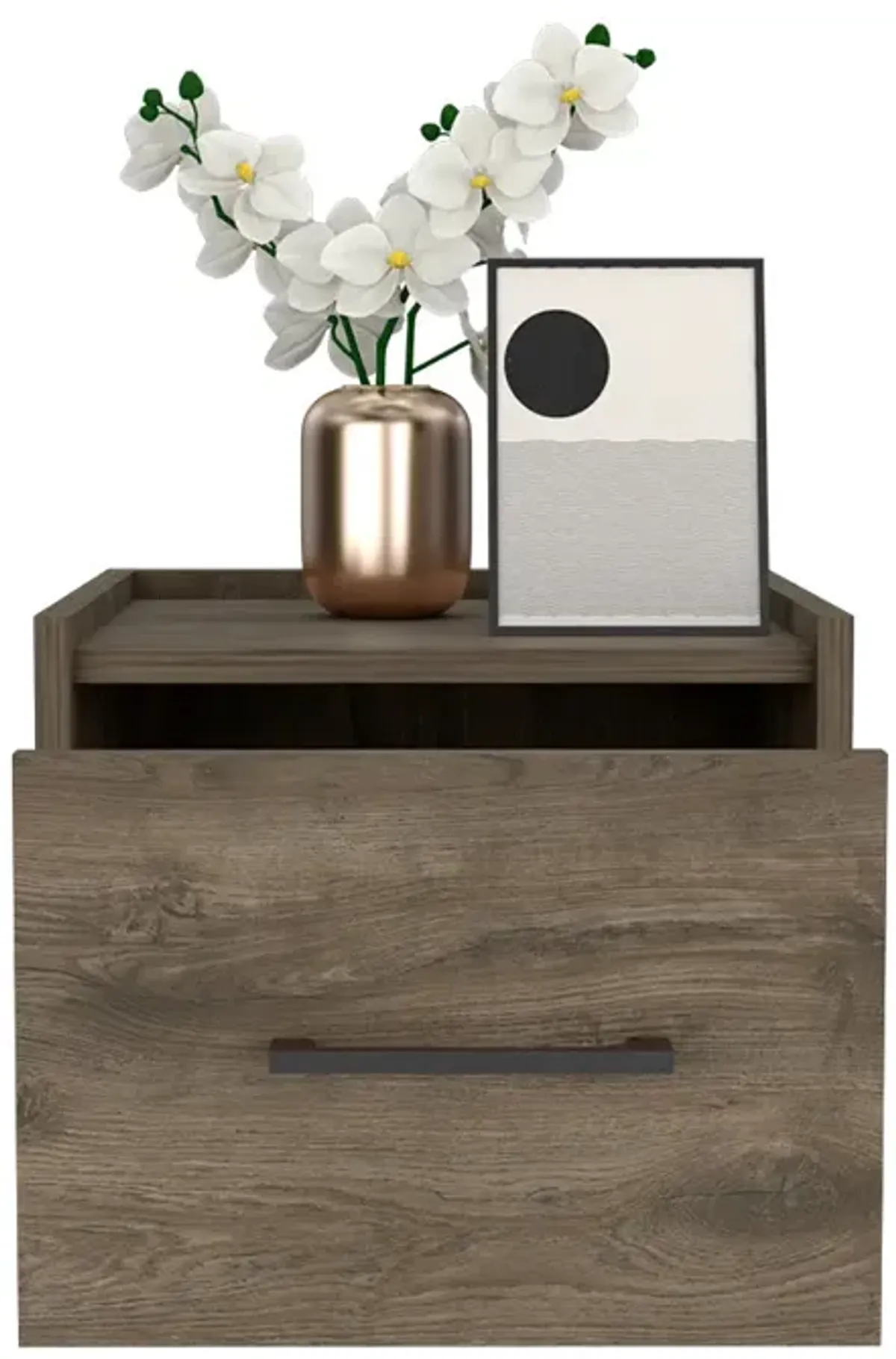 Floating Nightstand Calion, Bedroom, Dark Brown