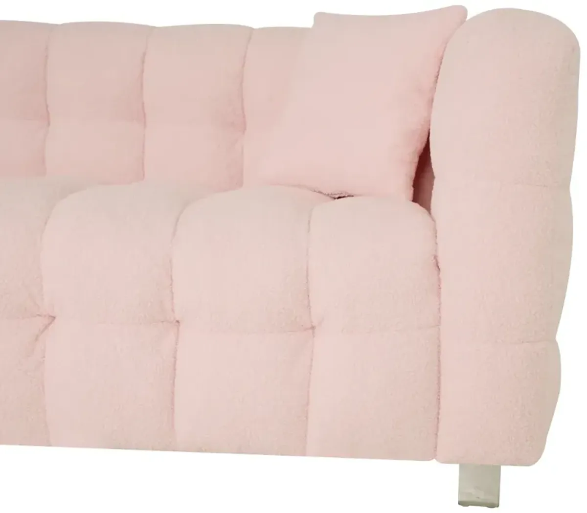 Pink Teddy Fleece Sofa Set with Throw Pillows