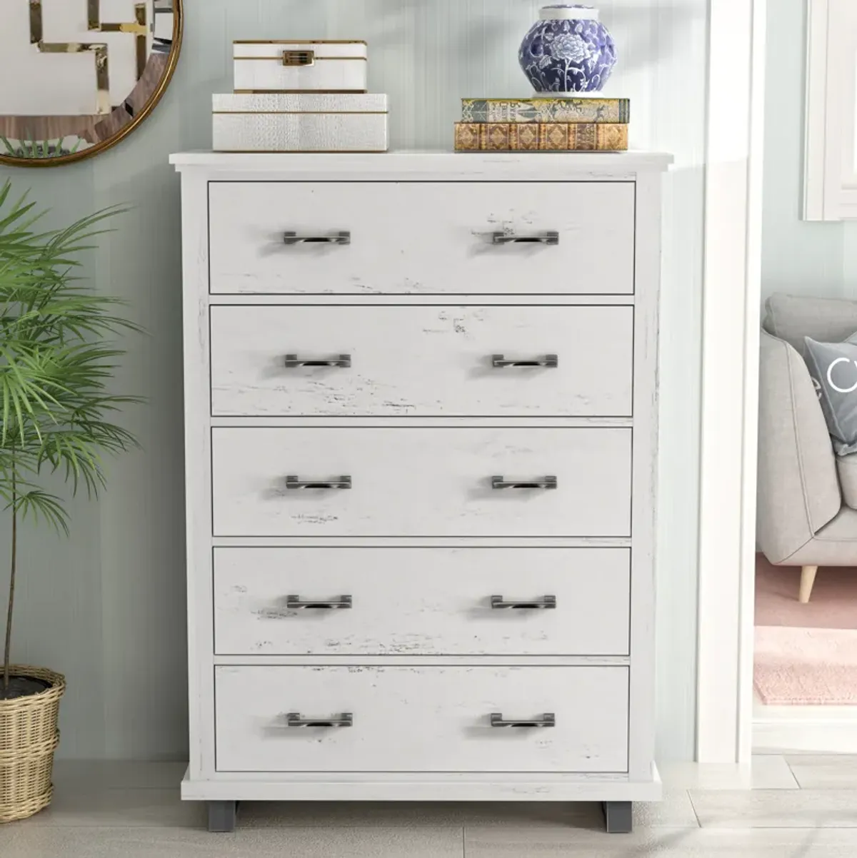 FESTIVO 38" Wide Tall 5-Drawer Chest