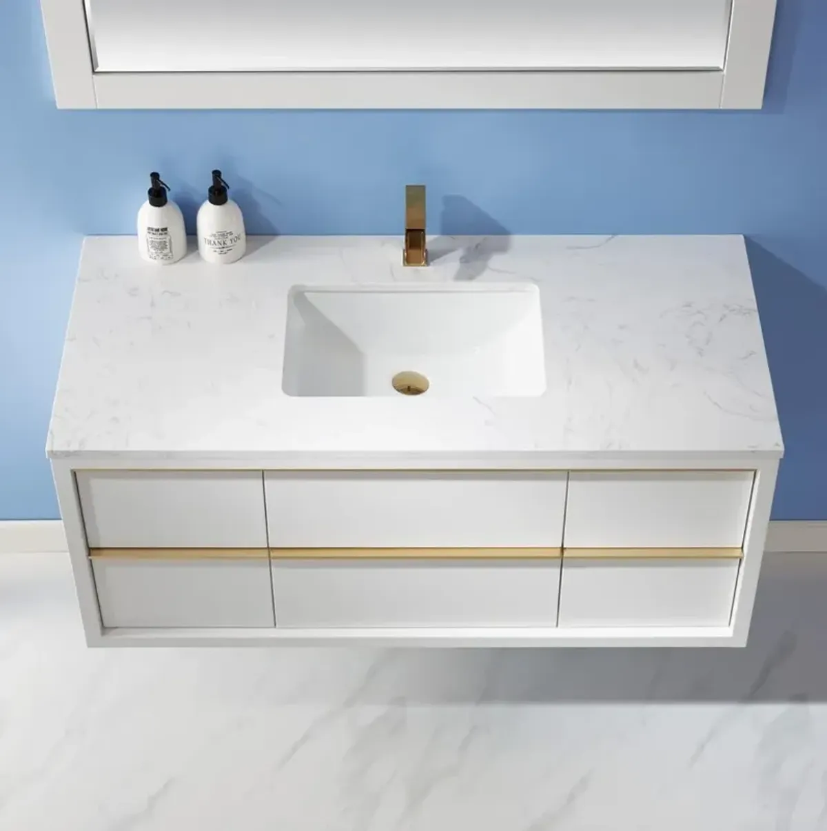 Altair 48 Single Bathroom Vanity Set in White with Mirror